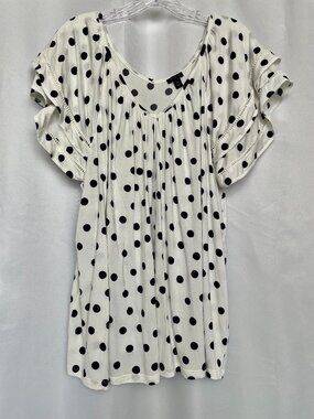 Ann Taylor Polka Dot Flutter Sleeve Blouse Classic Preppy Workwear Top XXL